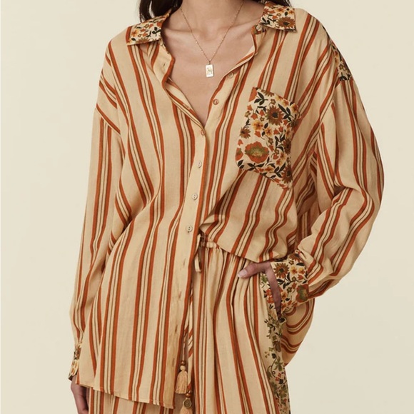 Spell Impala Lily Shirt Dress in Gold - Picture 3 of 11